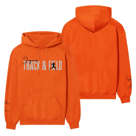 Personalized Hurdles on a Hoodie With Modern Bold Designs and Hurdler Name on Sleeve on a Hoodie