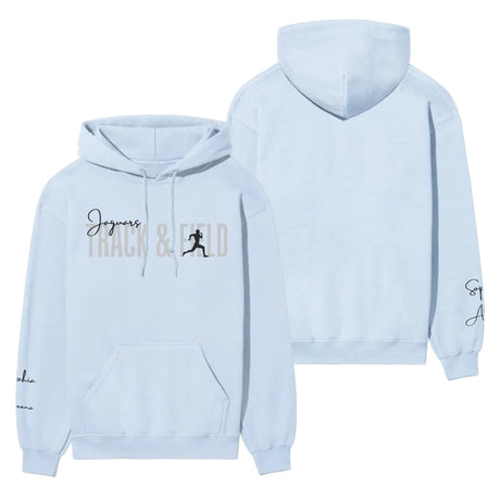 Personalized Hurdles on a Hoodie With Modern Bold Designs and Hurdler Name on Sleeve on a Hoodie