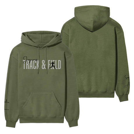 Personalized Hurdles on a Hoodie With Modern Bold Designs and Hurdler Name on Sleeve on a Hoodie