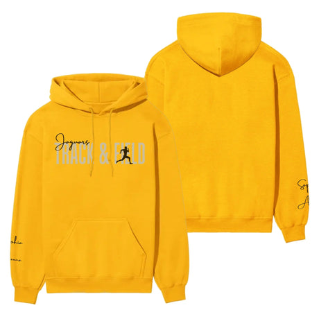 Personalized Hurdles on a Hoodie With Modern Bold Designs and Hurdler Name on Sleeve on a Hoodie
