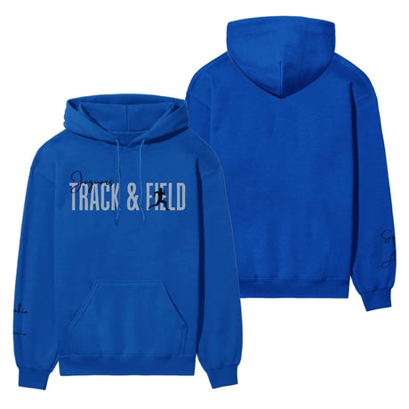 Personalized Hurdles on a Hoodie With Modern Bold Designs and Hurdler Name on Sleeve on a Hoodie