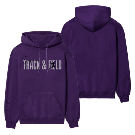 Personalized Hurdles on a Hoodie With Modern Bold Designs and Hurdler Name on Sleeve on a Hoodie