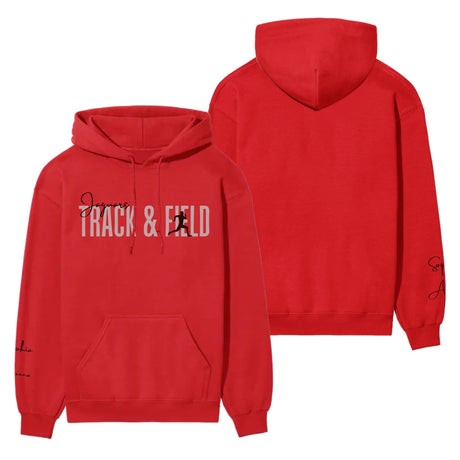Personalized Hurdles on a Hoodie With Modern Bold Designs and Hurdler Name on Sleeve on a Hoodie
