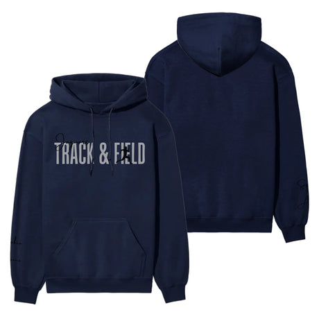 Personalized Hurdles on a Hoodie With Modern Bold Designs and Hurdler Name on Sleeve on a Hoodie