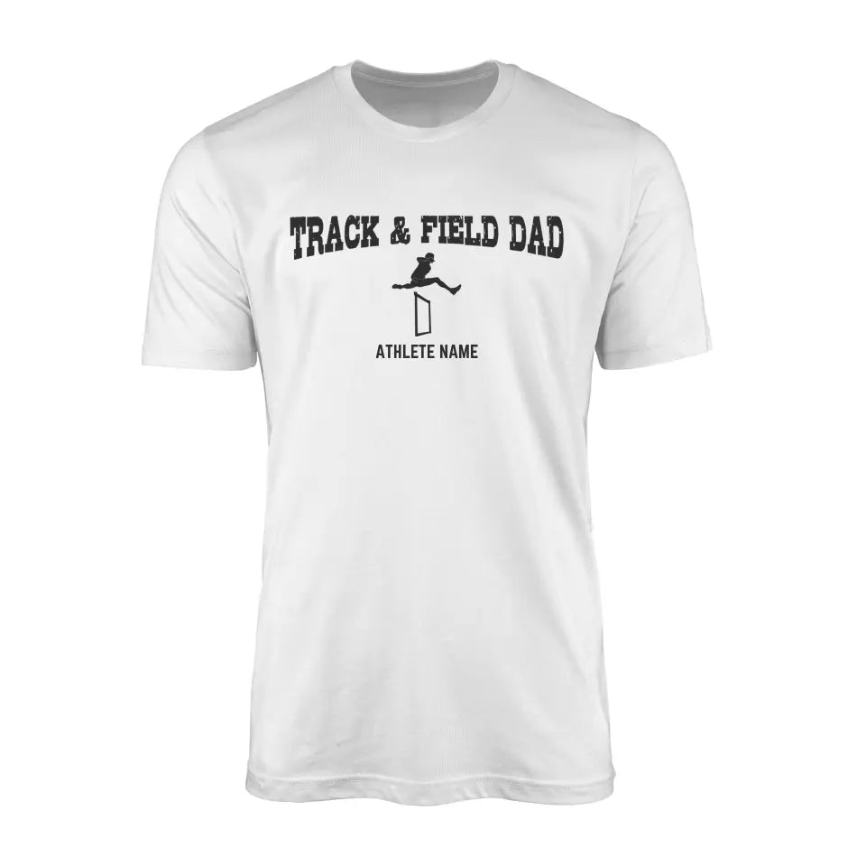 Hurdles Dad with Hurdler Icon and Hurdler Name on a Men's T-Shirt with a Black Graphic