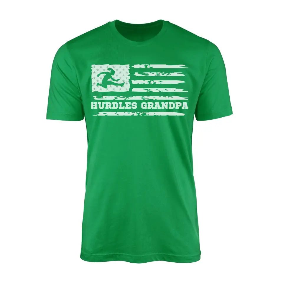 Hurdles Grandpa Horizontal Flag on a Men's T-Shirt with a White Graphic