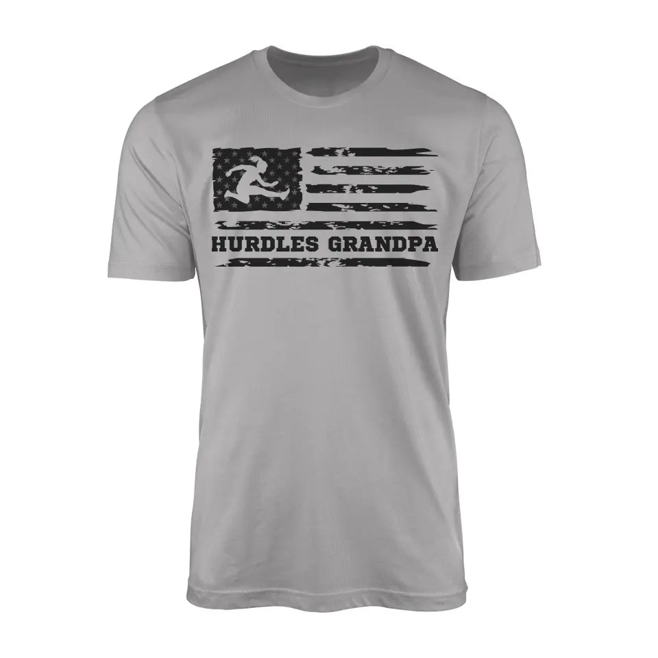 Hurdles Grandpa Horizontal Flag on a Men's T-Shirt with a Black Graphic