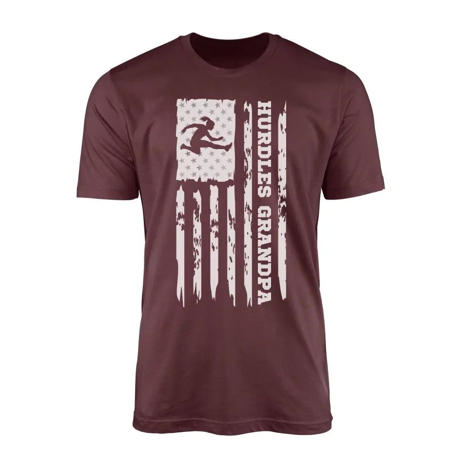 Hurdles Grandpa Vertical Flag on a Men's T-Shirt with a White Graphic