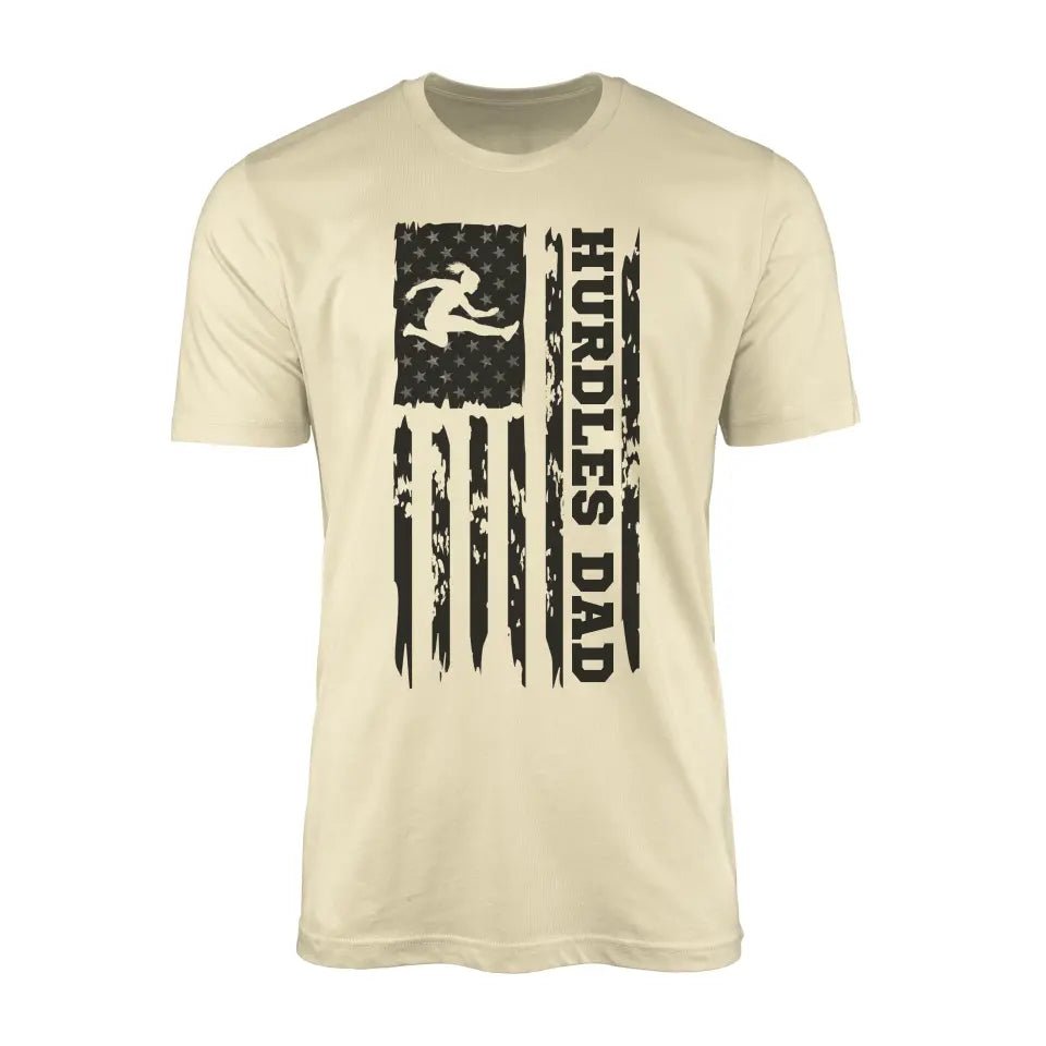 Hurdles Dad Vertical Flag on a Men's T-Shirt with a Black Graphic