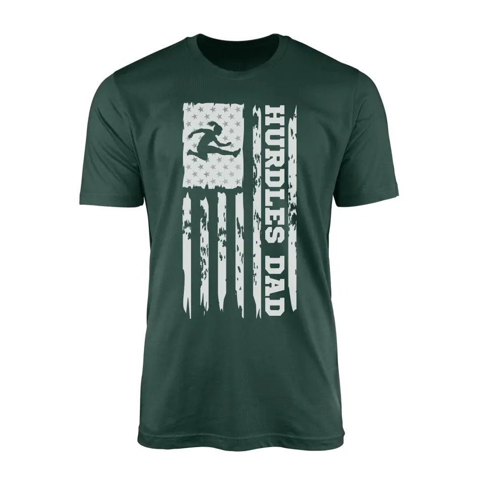Hurdles Dad Vertical Flag on a Men's T-Shirt with a White Graphic