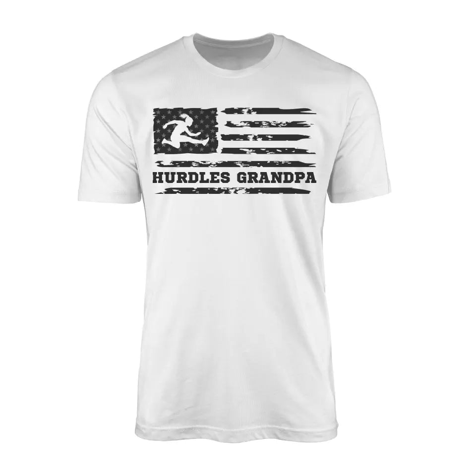 Hurdles Grandpa Horizontal Flag on a Men's T-Shirt with a Black Graphic