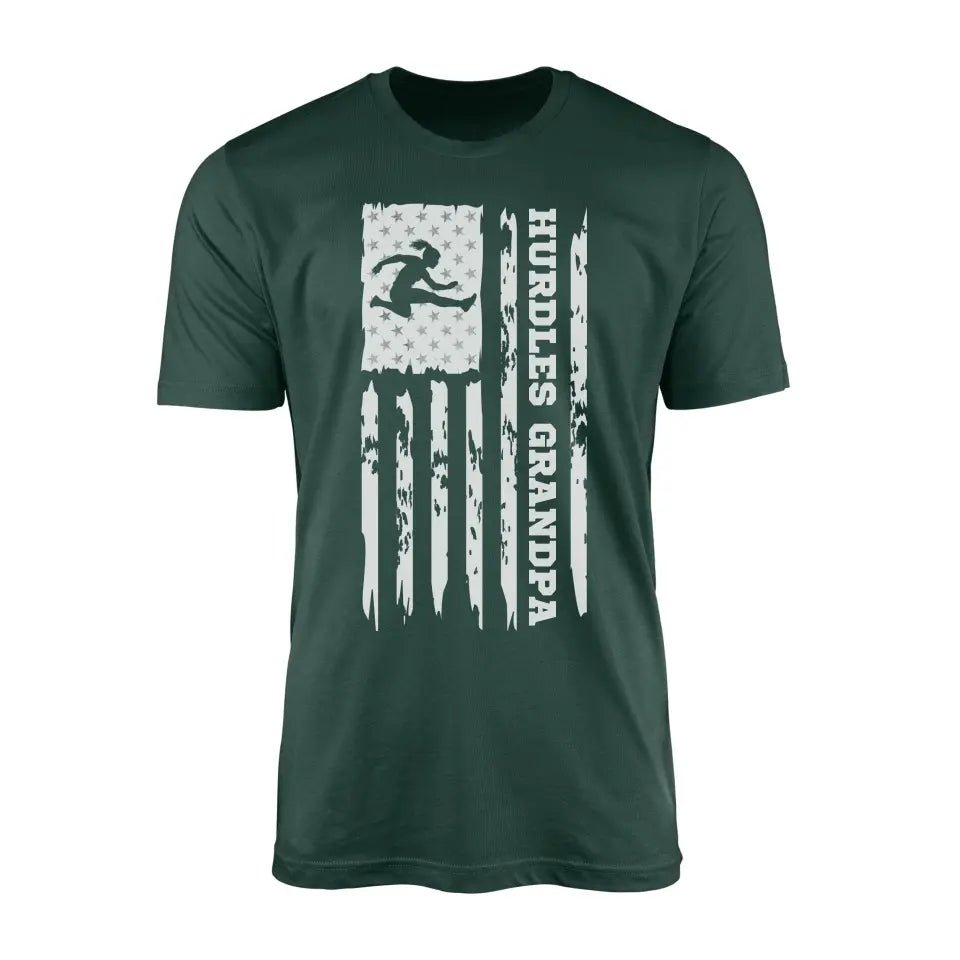 Hurdles Grandpa Vertical Flag on a Men's T-Shirt with a White Graphic