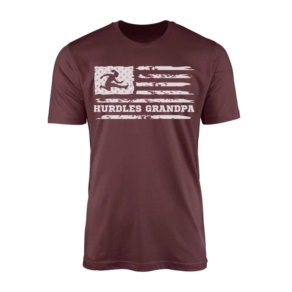 Hurdles Grandpa Horizontal Flag on a Men's T-Shirt with a White Graphic