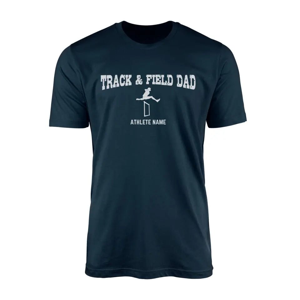 Hurdles Dad with Hurdler Icon and Hurdler Name on a Men's T-Shirt with a White Graphic