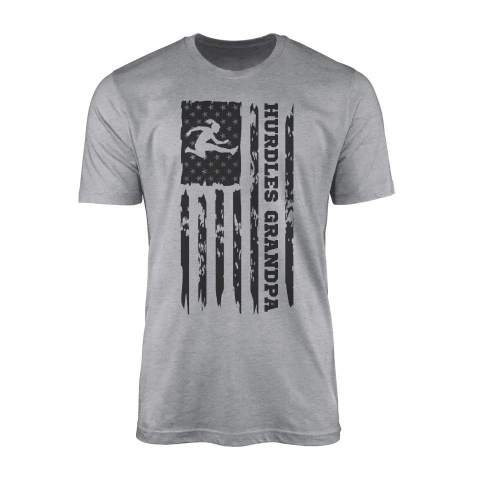 Hurdles Grandpa Vertical Flag on a Men's T-Shirt with a Black Graphic