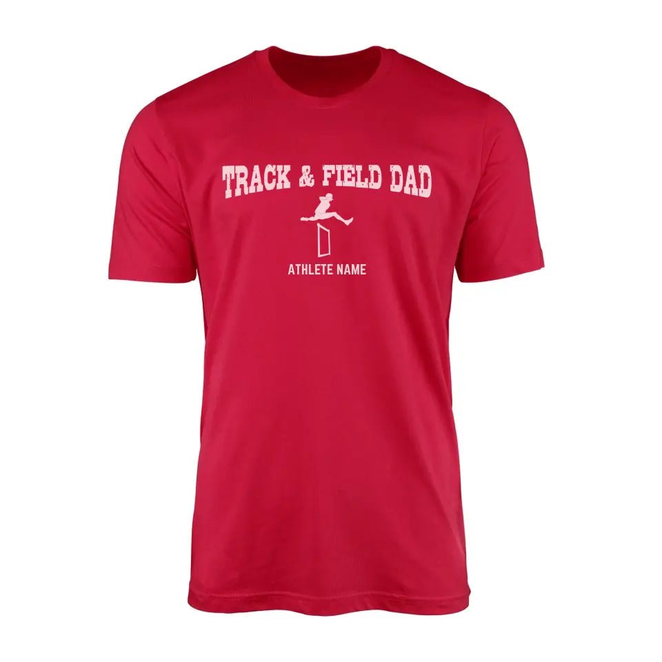 Hurdles Dad with Hurdler Icon and Hurdler Name on a Men's T-Shirt with a White Graphic