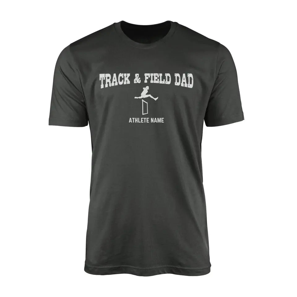 Hurdles Dad with Hurdler Icon and Hurdler Name on a Men's T-Shirt with a White Graphic