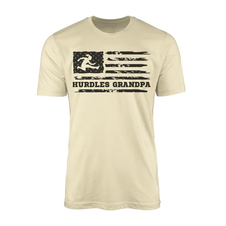 Hurdles Grandpa Horizontal Flag on a Men's T-Shirt with a Black Graphic
