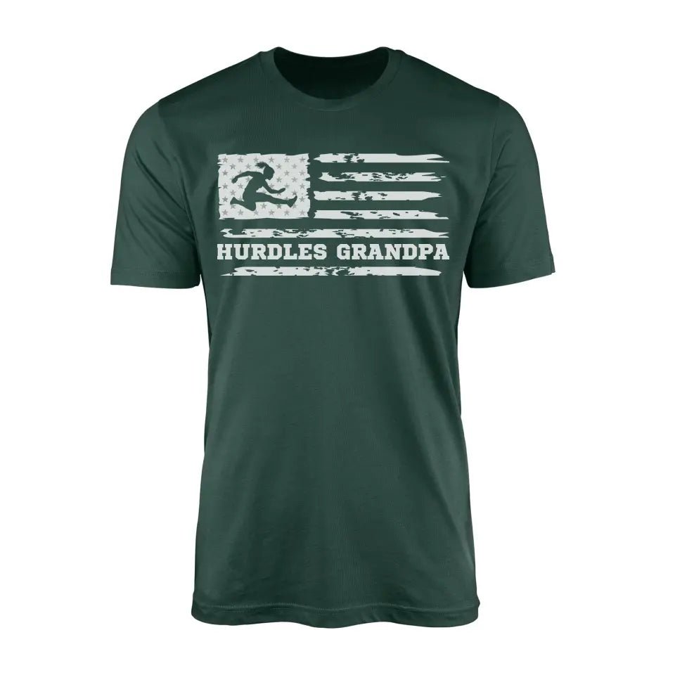 Hurdles Grandpa Horizontal Flag on a Men's T-Shirt with a White Graphic