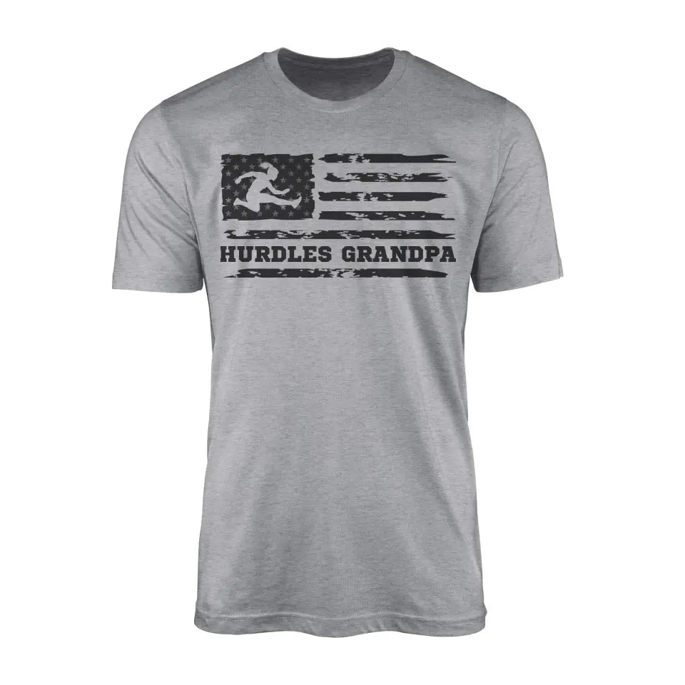 Hurdles Grandpa Horizontal Flag on a Men's T-Shirt with a Black Graphic