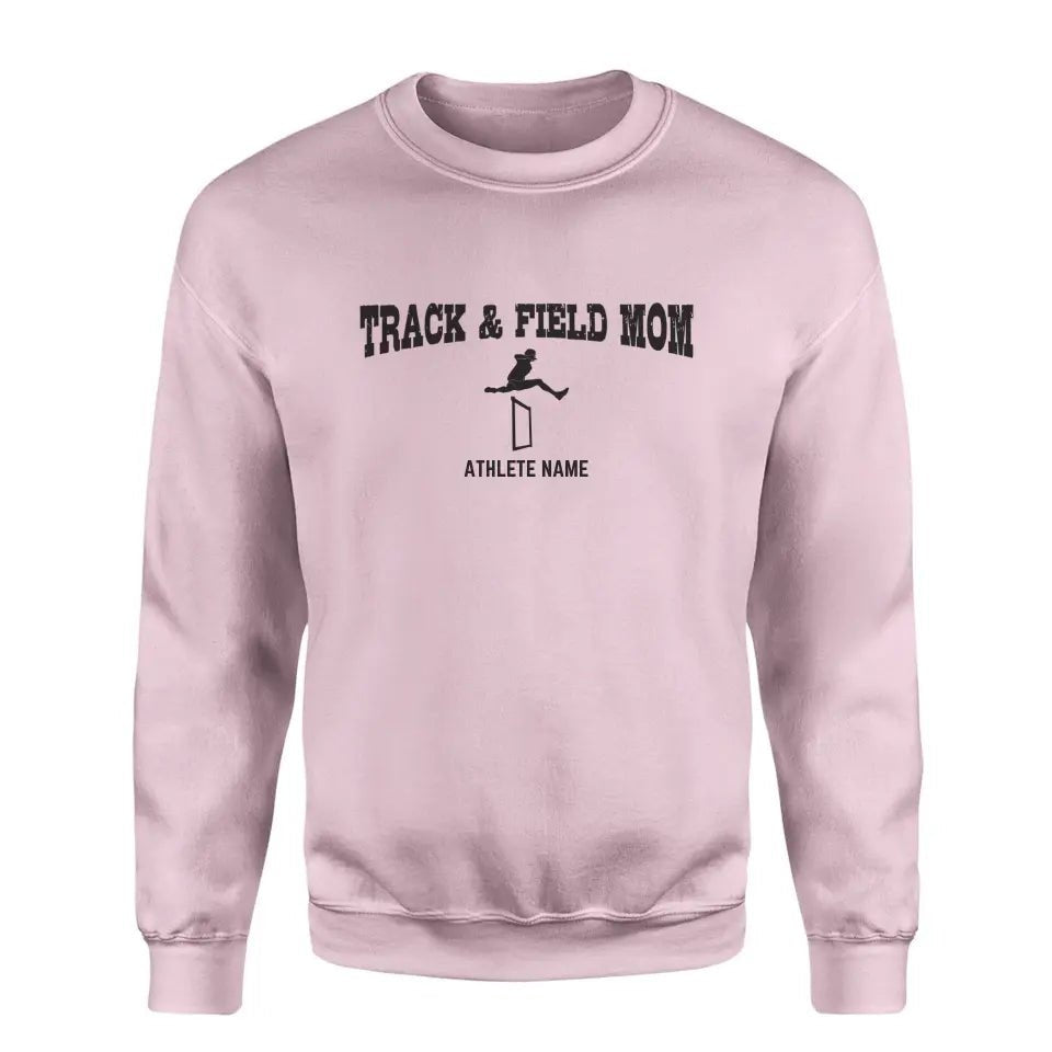 Hurdles Mom with Hurdler Icon and Hurdler Name on a Sweatshirt with a Black Graphic
