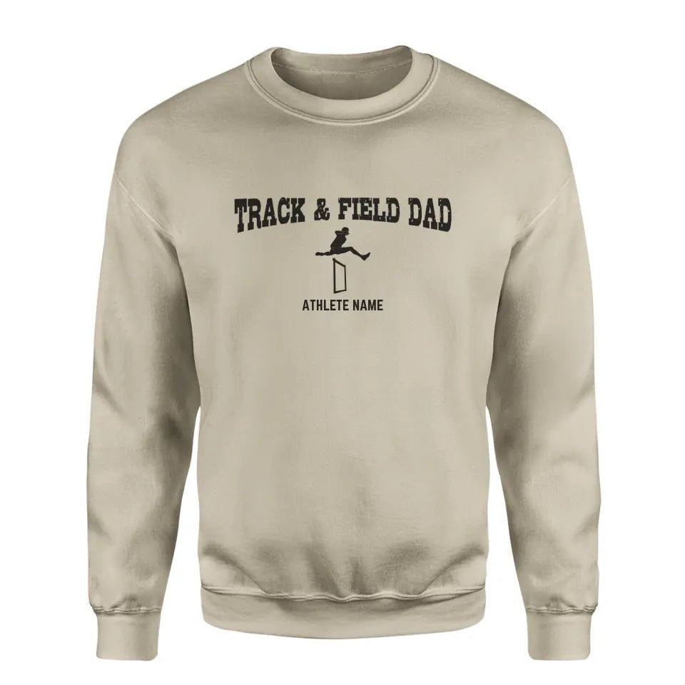 Hurdles Dad with Hurdler Icon and Hurdler Name on a Sweatshirt with a Black Graphic