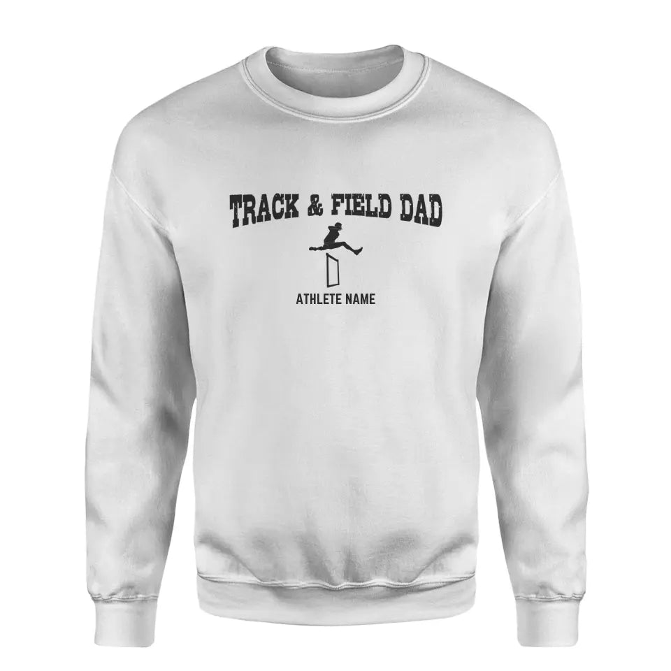 Hurdles Dad with Hurdler Icon and Hurdler Name on a Sweatshirt with a Black Graphic