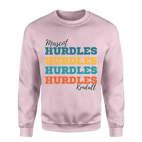 Personalized Hurdles Hurdles Hurdles on a Sweatshirt With Mascot and Hurdler Name on a Sweatshirt