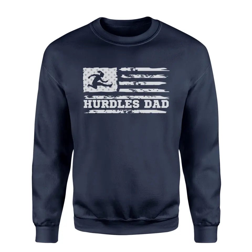 Hurdles Dad Horizontal Flag on a Sweatshirt with a White Graphic