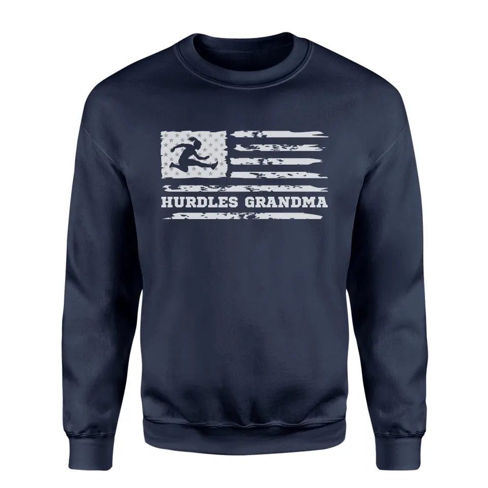 Hurdles Grandma Horizontal Flag on a Sweatshirt with a White Graphic