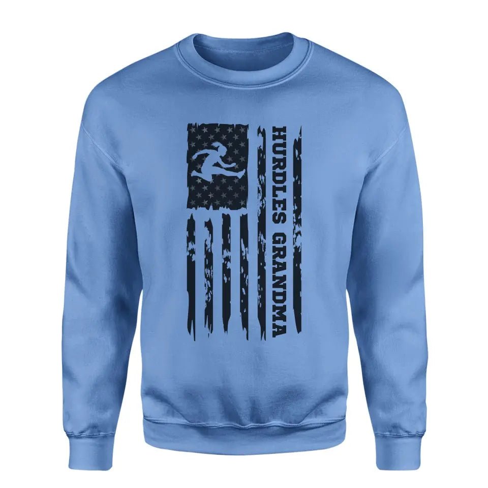 Hurdles Grandma Vertical Flag on a Sweatshirt with a Black Graphic