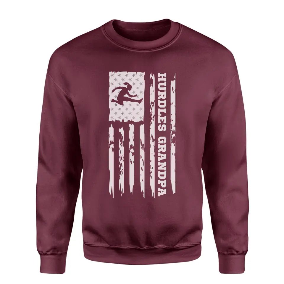 Hurdles Grandpa Vertical Flag on a Sweatshirt with a White Graphic