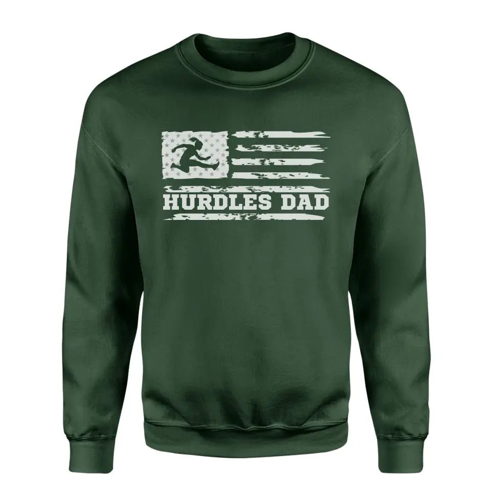 Hurdles Dad Horizontal Flag on a Sweatshirt with a White Graphic