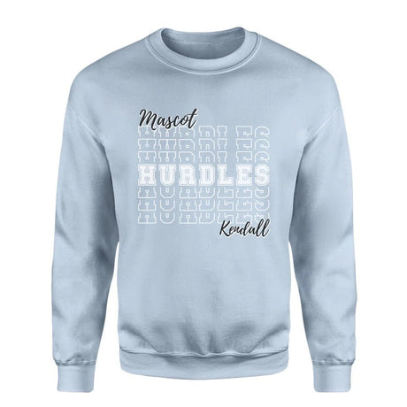 Custom Hurdles on a Sweatshirt With Mascot and Hurdler Name on a Sweatshirt
