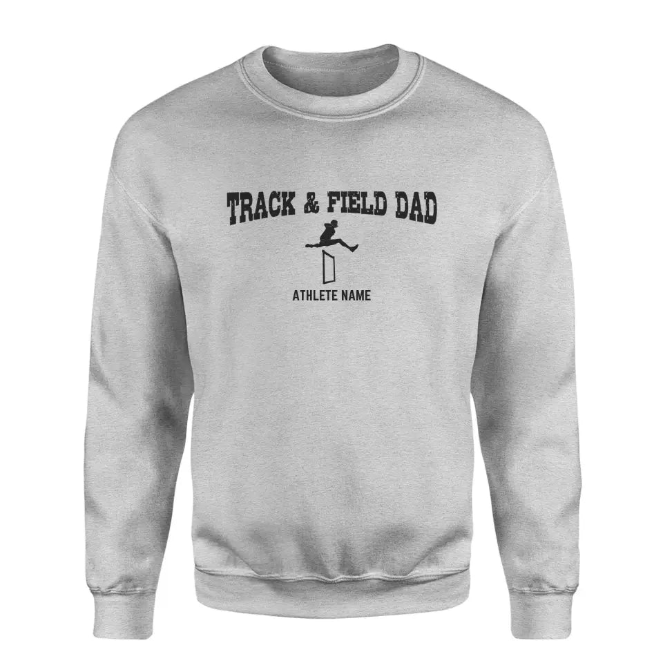 Hurdles Dad with Hurdler Icon and Hurdler Name on a Sweatshirt with a Black Graphic