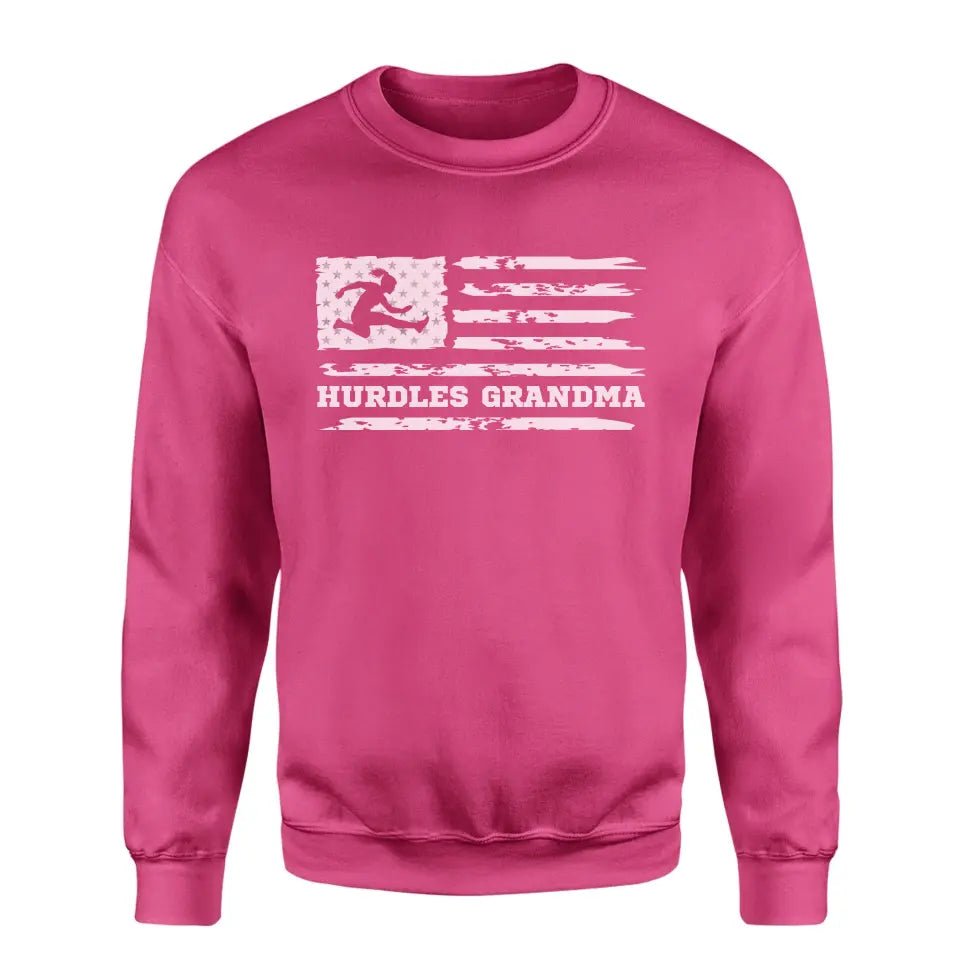 Hurdles Grandma Horizontal Flag on a Sweatshirt with a White Graphic