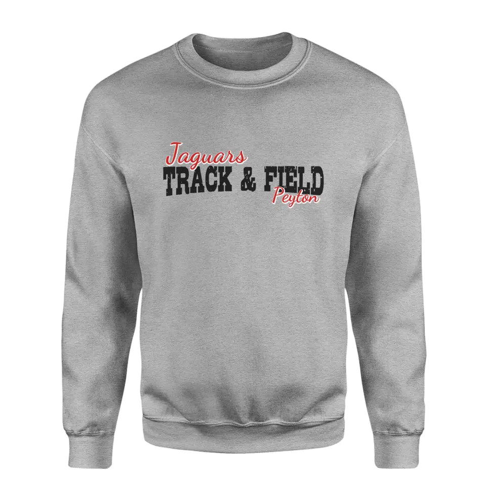 Custom Hurdles Mascot and Hurdler Name on a Sweatshirt with a Black Graphic