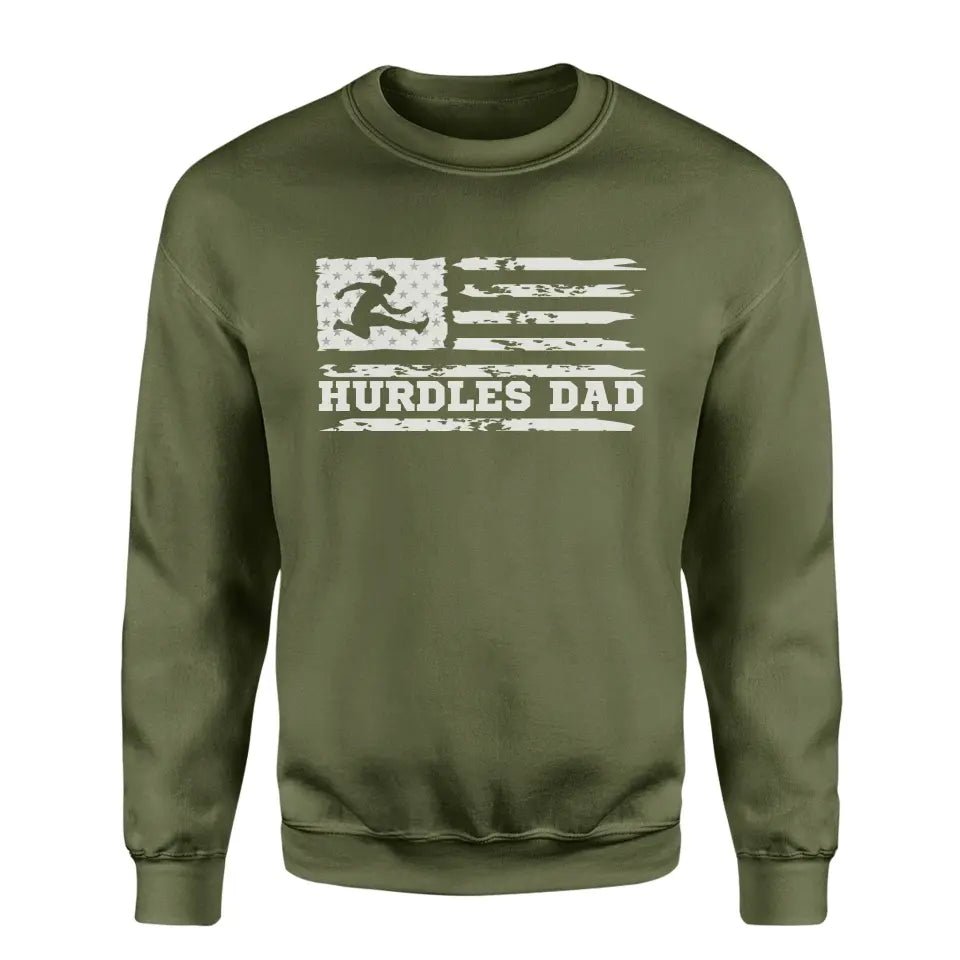 Hurdles Dad Horizontal Flag on a Sweatshirt with a White Graphic
