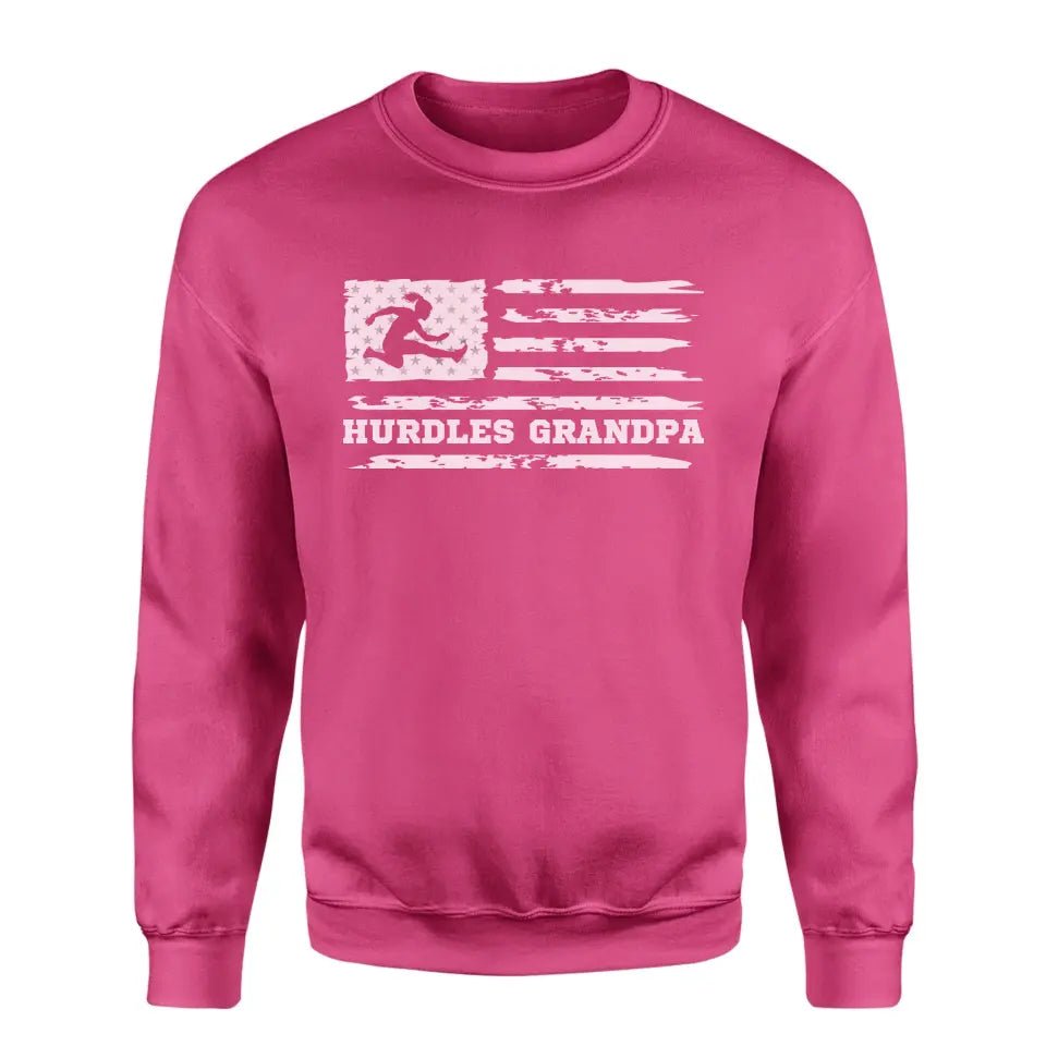 Hurdles Grandpa Horizontal Flag on a Sweatshirt with a White Graphic