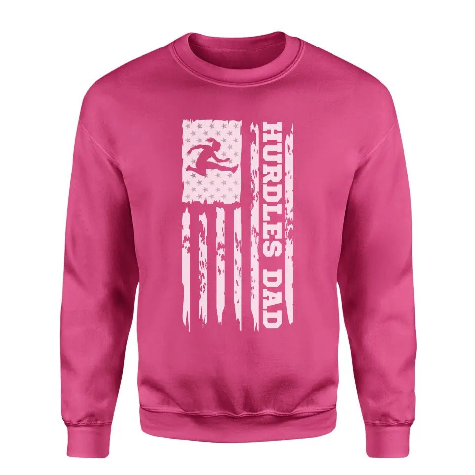 Hurdles Dad Vertical Flag on a Sweatshirt with a White Graphic