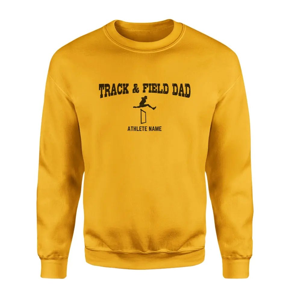 Hurdles Dad with Hurdler Icon and Hurdler Name on a Sweatshirt with a Black Graphic