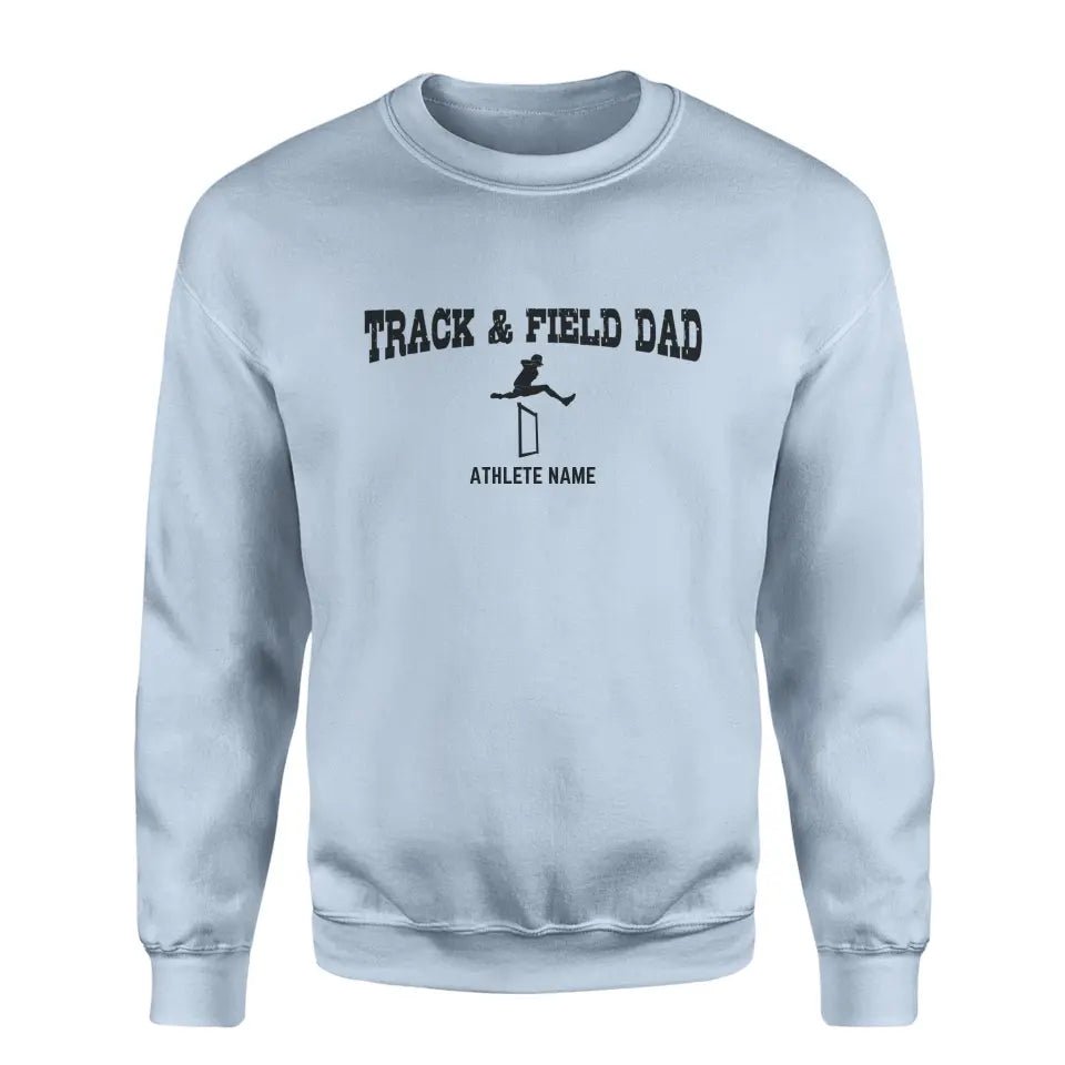 Hurdles Dad with Hurdler Icon and Hurdler Name on a Sweatshirt with a Black Graphic