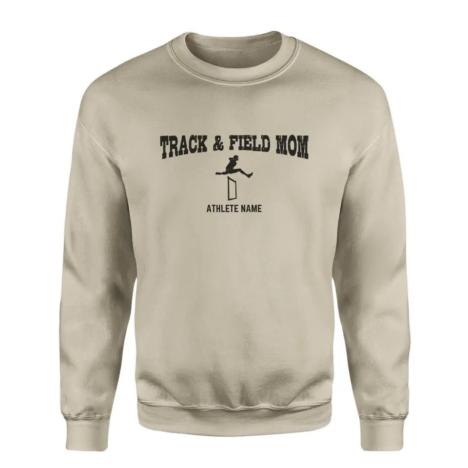 Hurdles Mom with Hurdler Icon and Hurdler Name on a Sweatshirt with a Black Graphic