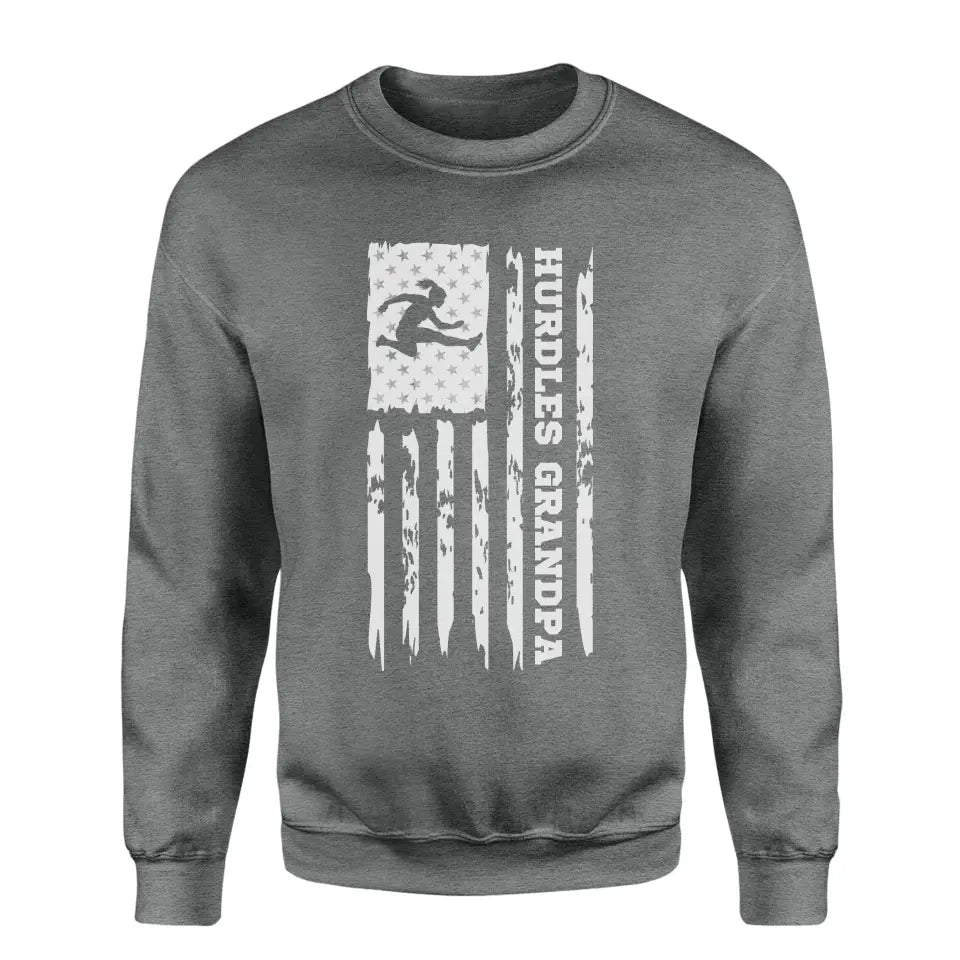 Hurdles Grandpa Vertical Flag on a Sweatshirt with a White Graphic