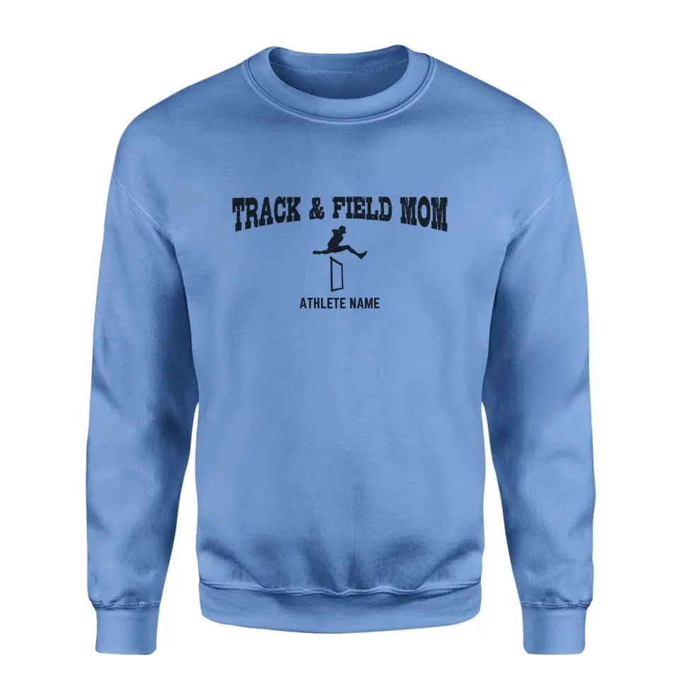 Hurdles Mom with Hurdler Icon and Hurdler Name on a Sweatshirt with a Black Graphic