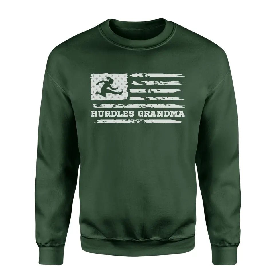 Hurdles Grandma Horizontal Flag on a Sweatshirt with a White Graphic