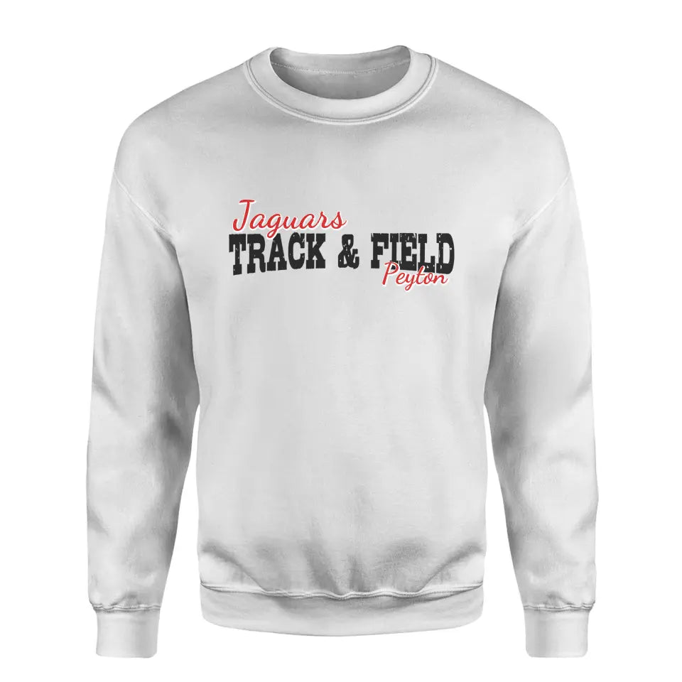 Custom Hurdles Mascot and Hurdler Name on a Sweatshirt with a Black Graphic
