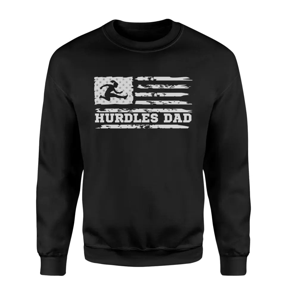 Hurdles Dad Horizontal Flag on a Sweatshirt with a White Graphic
