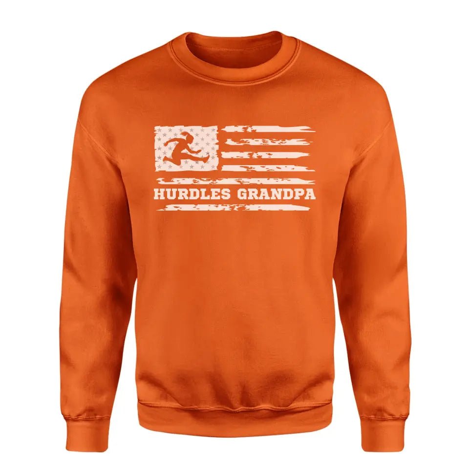 Hurdles Grandpa Horizontal Flag on a Sweatshirt with a White Graphic
