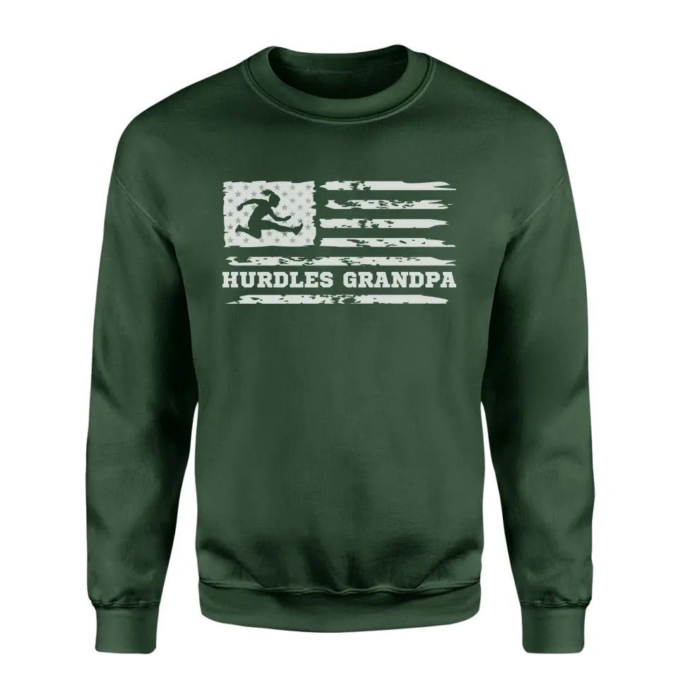 Hurdles Grandpa Horizontal Flag on a Sweatshirt with a White Graphic
